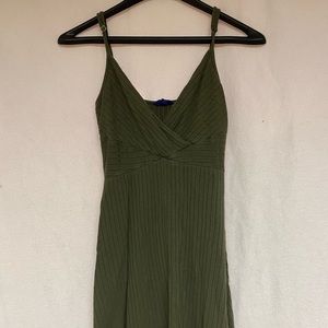 Olive Green Fit&Flare V-Neck Dress